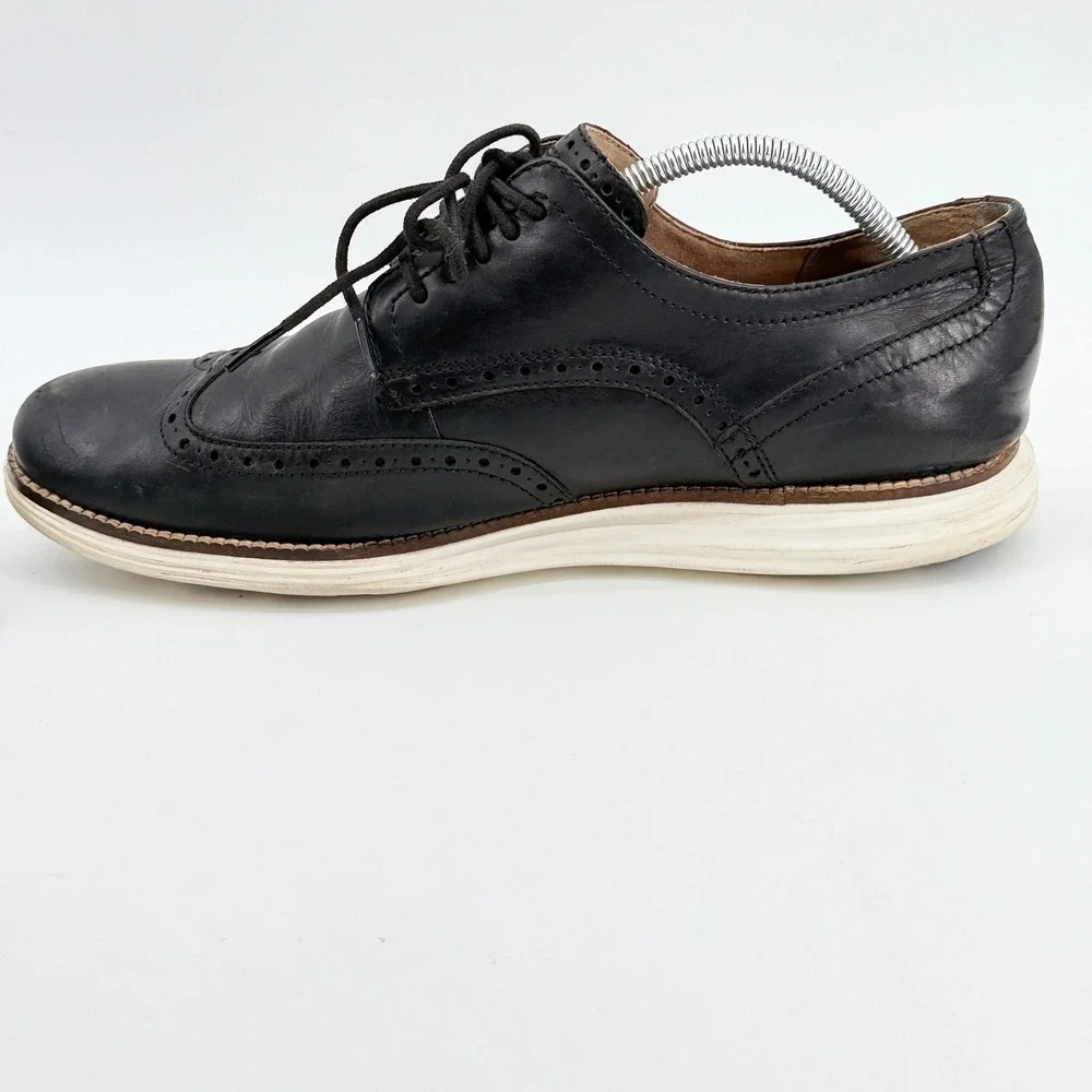 Cole Haan Grand.OS Men Black Leather Wingtip Oxford Dress Shoes C23771 Size 11.5